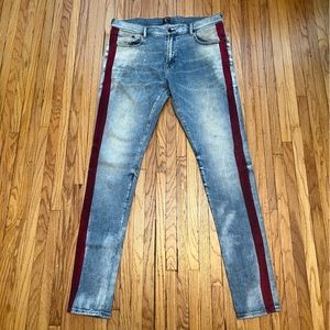 $225 PRPS Slim Stretch Skinny Jeans Red Striped 36 x 34 Denim Light Washed VTG